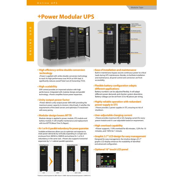 Телекоммуникации Висенч Сила 30U-90HV 90KW Модульный 90KVA 90000VA 90000W PF 0.99 Онлайн UPS