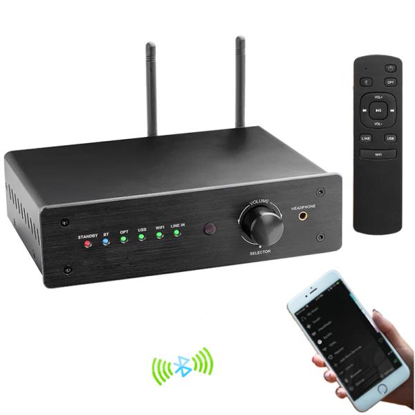 High-Resolution 192kHz/24-bit PCM Audio Wireless Stereo Power Amplifier with 2.1 Channel Configuration and 100W RMS Output