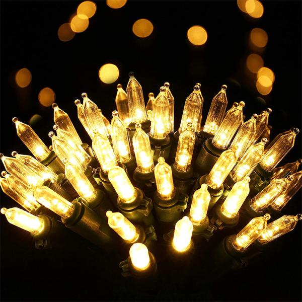 Christmas Lights Indoor Outdoor Mini Halloween String Light 120V Certified Green Wire Lights for Xmas Tree Patio Holiday