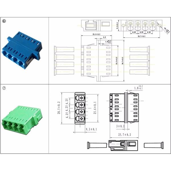 LC/PC Quad with SC Duplex Flange fiber optic adapter