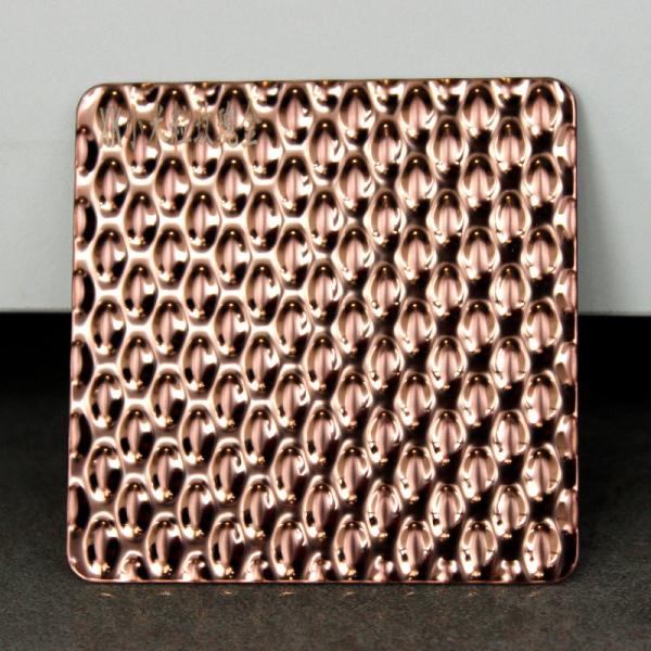 304 316 Decorative Materials Texture Metal sheet PVD Rose Gold Color Embossing 2wl Stainless Steel Sheet