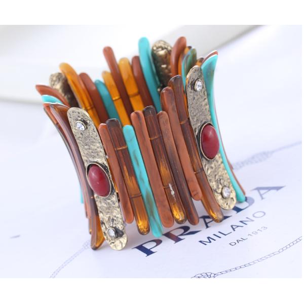 European and American fashion retro personality multicolor resin diamond bangle bracelet