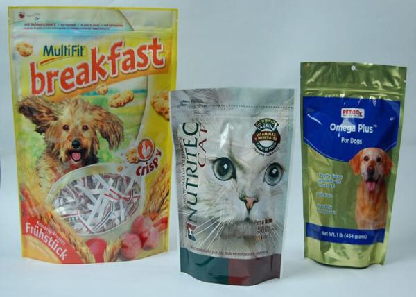 Custom Printed Animal Feed Packaging Bags Stand Up Pouch With Zipper Moisture Proof