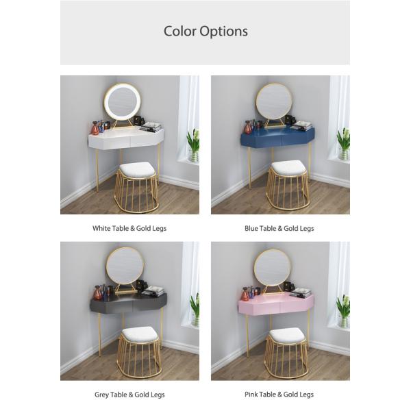 Colorful Small Corner Modern Wood Dresser Bedroom Use LED Mirror