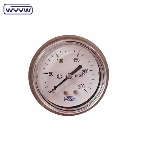 Stainless Steel Mbar Pressure Gauge 2.5% Accuracy For Industrial Applications