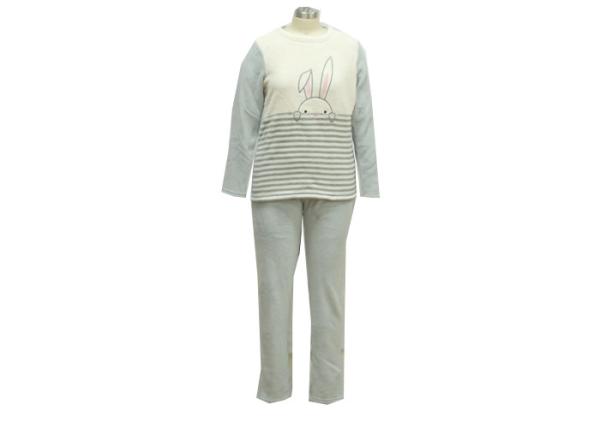 Cute Embroider Womens Winter Nightwear , Windproof Women'S Fleece Pajama Sets