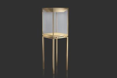 Stainless steel frame jewellery tower showcases with rotating ceiling colorful lights
