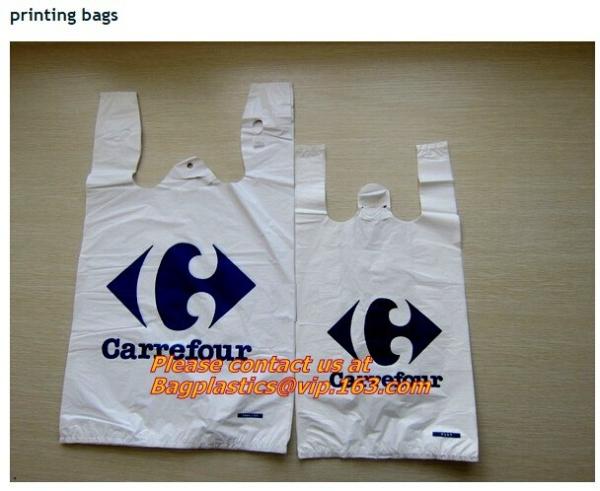 Custom Print Hdpe Plastic T Shirt Bags with Gusset, hdpe bags, ldpe bags, pp bags, sacks