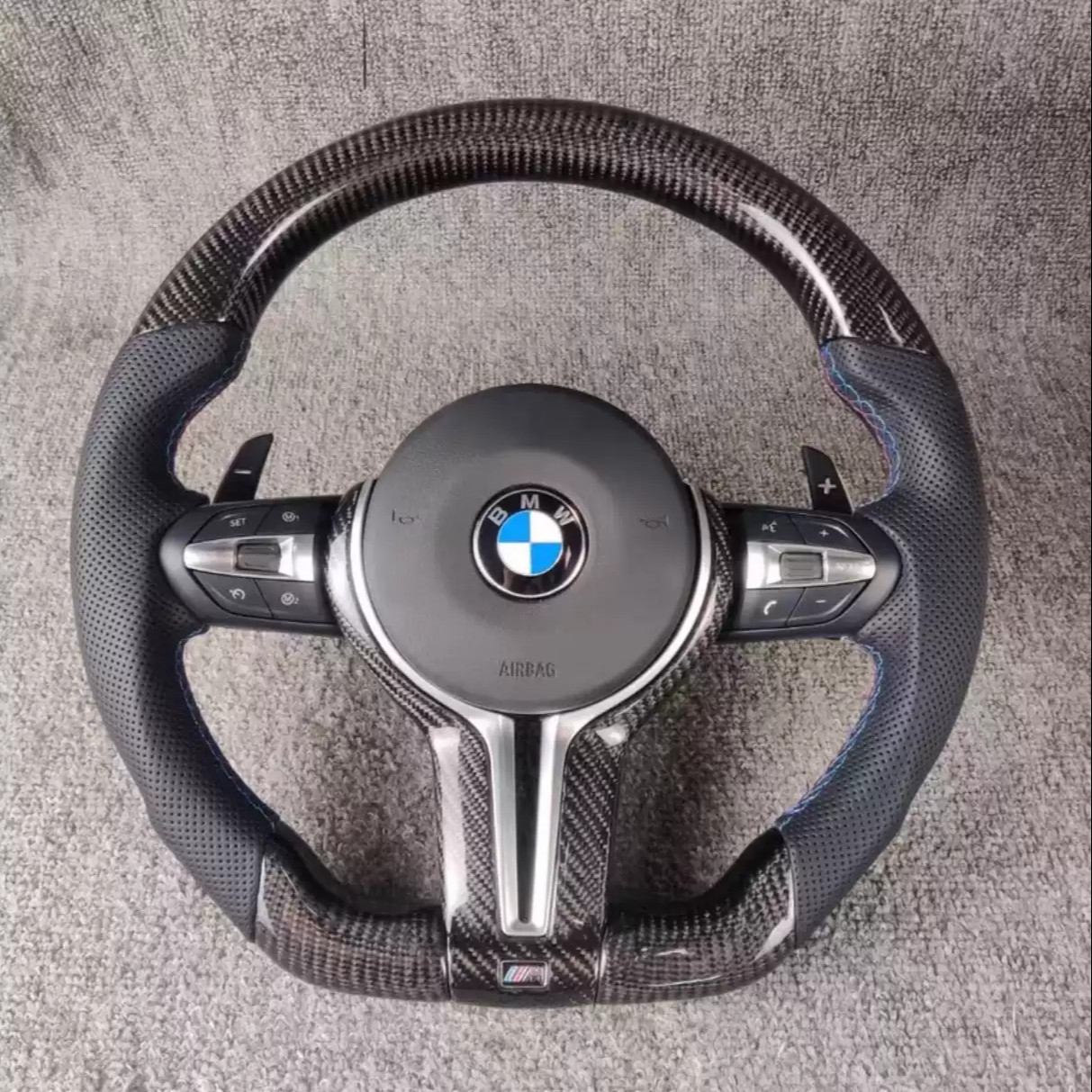 True Carbon Fiber 44*44*25 Steering Wheel Assembly Set for Bmw M2/M3/M4/M5/M6 Racing
