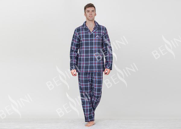 Red Yarn Dyed Check Mens Luxury Sleepwear Anti Wrinkle Eco Friendly S - XXL Size