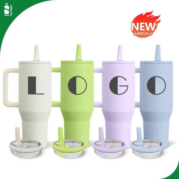40oz Stainless Steel Thermal Coffee Travel Mug Cup with Handle and Flip Top Straw Tumbler