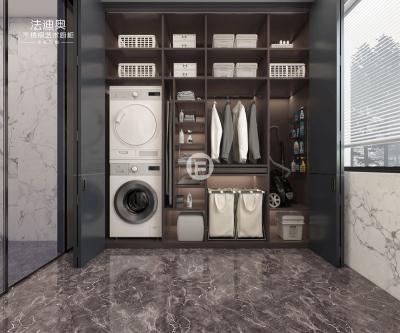 Crystal Ink Grey Stainless Steel Laundry Cabinet With Sliding Doors And Multiple Storage Solutions