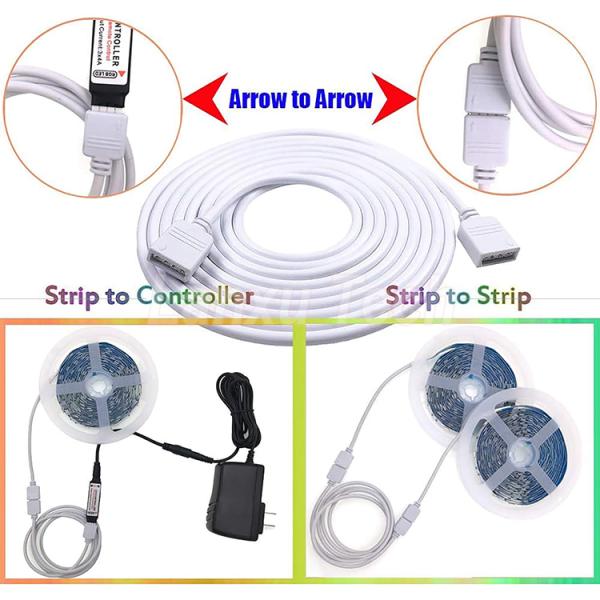 Female to Female 4 Pin RGB Plug Connector Extension Cable for 5050 3528 2835 LED Strip Light