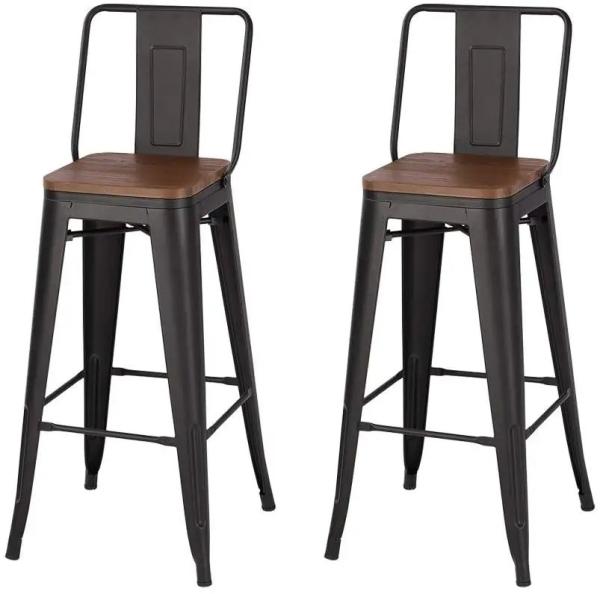 Industrial Vintage Bar Stools With Backs / Commercial Metal Bar Stools