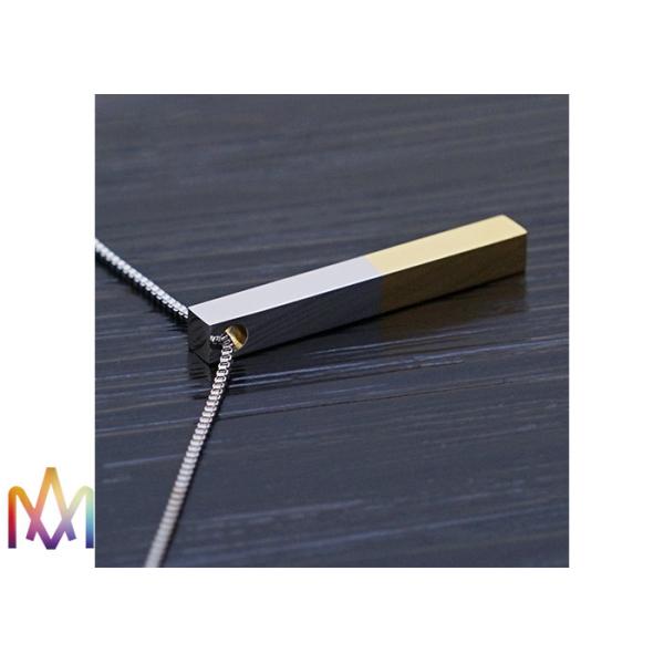Mylongingcharm Mix Color Cuboid Bar Pendant Mens Engraved Necklace