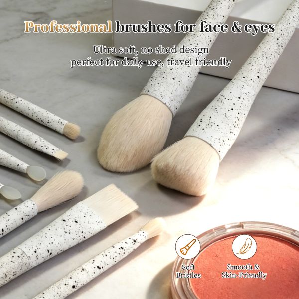 9Pcs Complete Set Eco-Friendly PLA Plastic Handles High-Density Nylon Bristles Makeup Brush Set