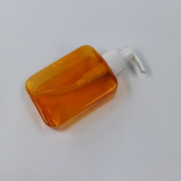 Orange Clear Flat Plastic Cosmetic Bottles Hand Wash Body Cream PET Container  180ml