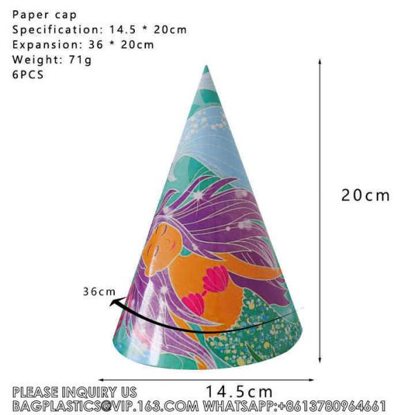 Party Supplies Set Mermaid Series Tableware Banner Mask Decoration Cake Topper Gift Bag Kids Paper Toy Birthday