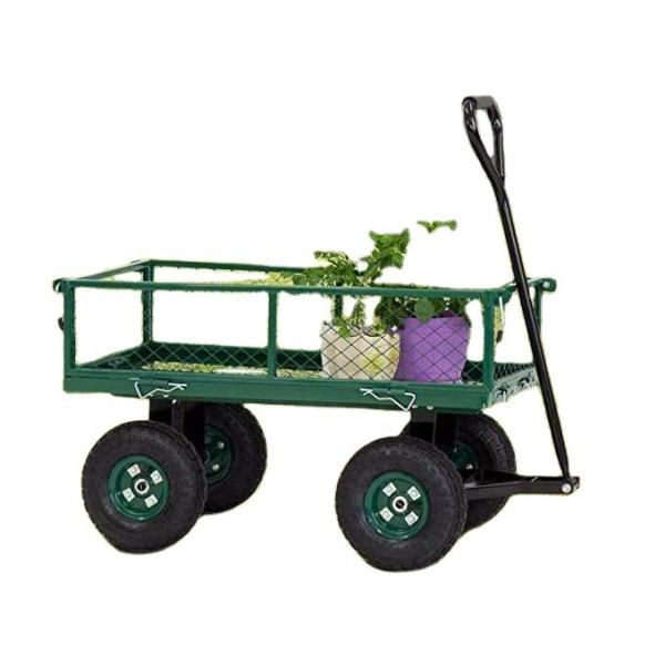 20LBS Capacity Silver Garden Trailer Four-wheel Design for Smooth Transport and Haulin