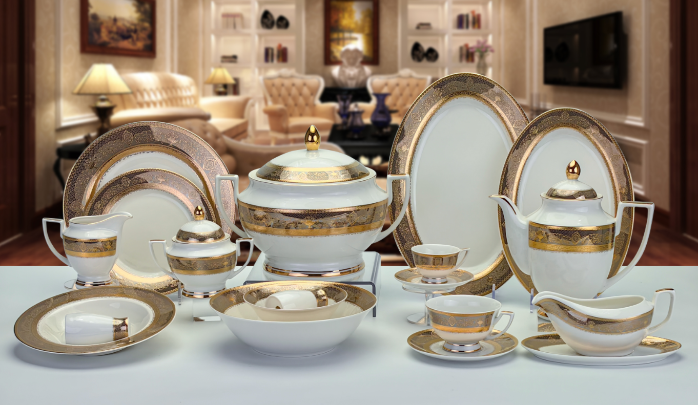 66 Pcs Full Gold  Egypt/Middle East  Dinner Set (Real Gold Dinner Set )