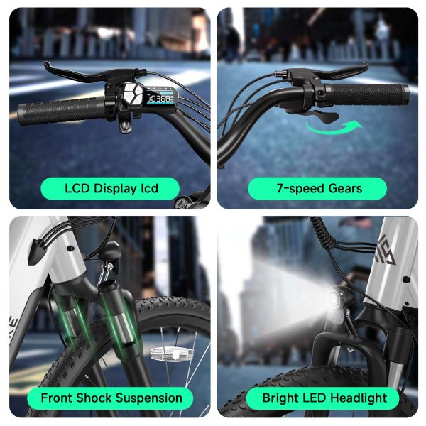 CE UL M614 7 Speed Lightweight 26 Wheel Size Electric City Bike Steel Frame Electric City Bike 31 - 60 km Electric Cycle Ebike