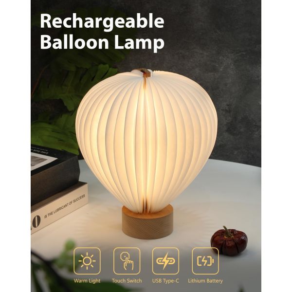 Origami Pendant Hot Air Balloon Paper Lamp Cordless Touch Control