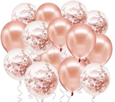 Rose Gold Balloons + White Balloons + Confetti Balloons w/Ribbon | Rosegold Balloons for Parties