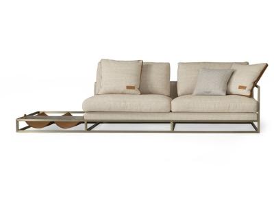3 Seats Modern Upholstered Sofa With Right Looking Arm And Magazine Rack