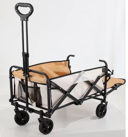 Structure Roll Container Beach Wagon for Shopping Storage Tools Pets Portable Picnic Cart Black