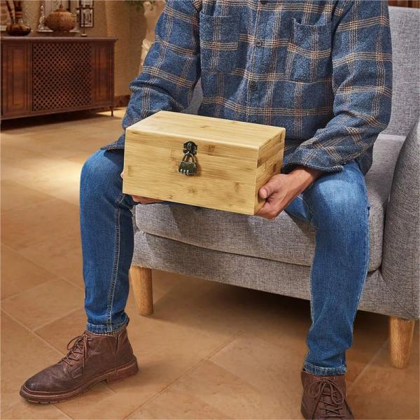 Combinación de cerradura 10 pulgadas caja de cigarrillos de madera frascos de vidrio caja de bambú con cerradura