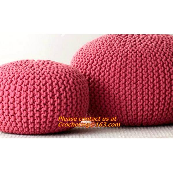 Middle size cotton crochet floor pouffe crochet pouf hassock Ottoman Floor Cushion