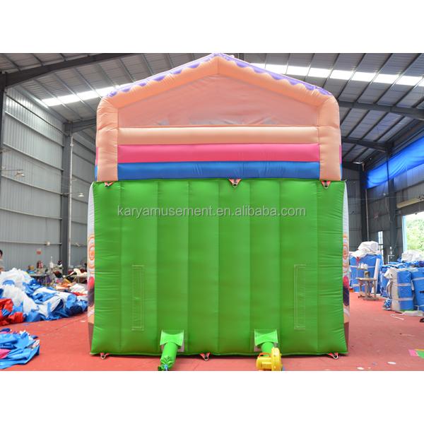 Indoor 26ft 2-lane Commercial PVC Candy Inflatable Bounce House with Arched Door and Blower