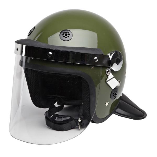 Capacete do motim do verde azeitona tático anti com a viseira do protetor 3MM do pescoço do plutônio