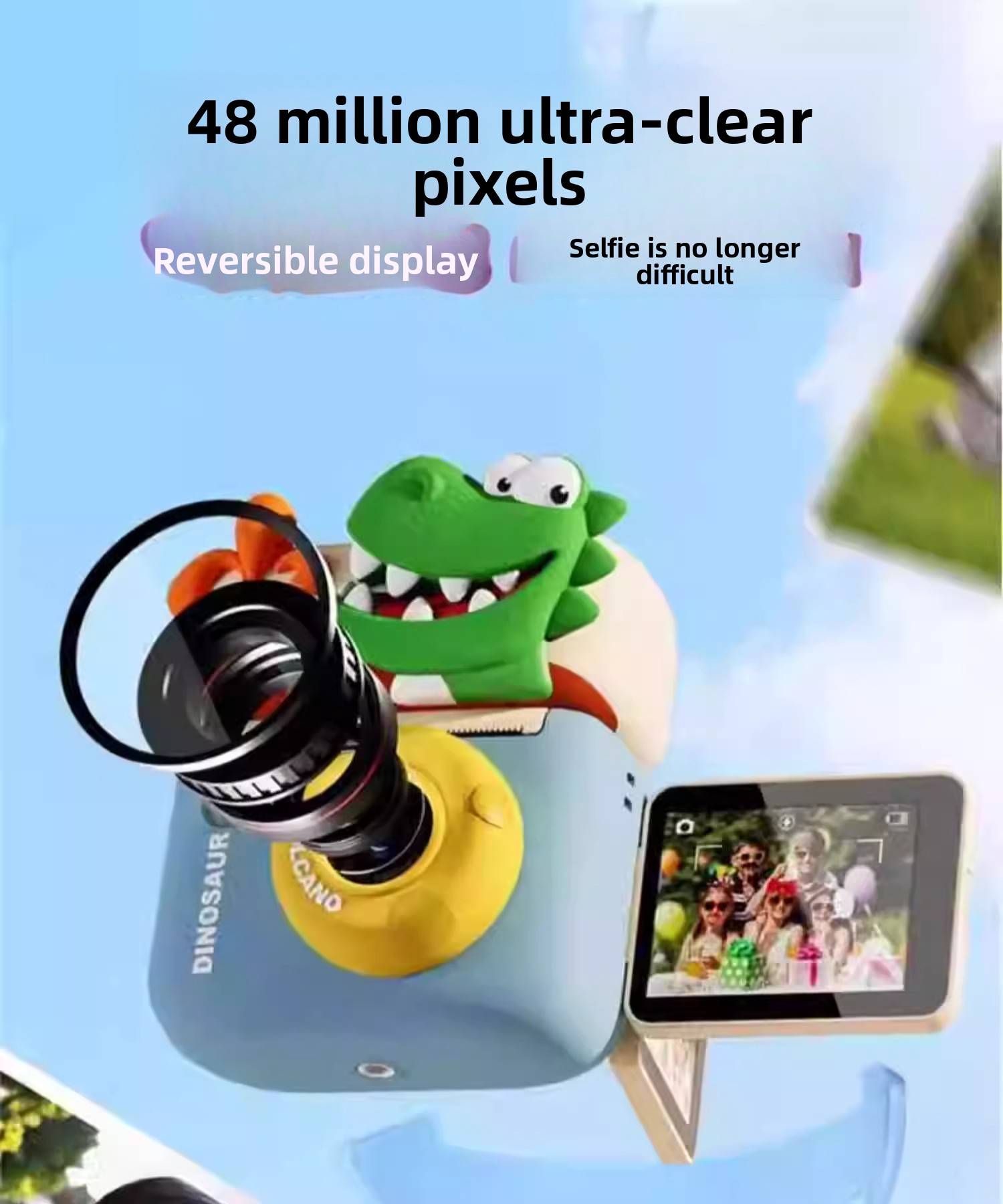 DLC  Multi-Function HD Dual Lens Kids Instant Digital Camera, Photo & Video , High-Definition Girl's Toy, Birthday Gift for Kids