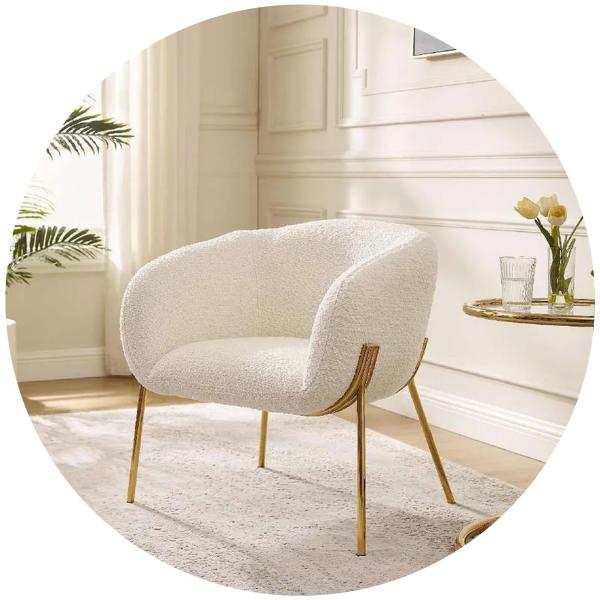 Soft Velvet Modern Single Seater Chair Anti Fading White Color