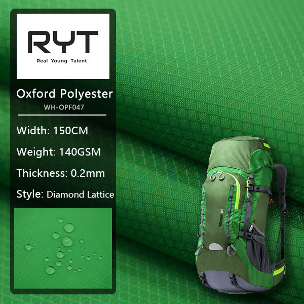 100% Polyester PU Diamond-Type Lattice Fabric Durable Material For Backpack And Other Item