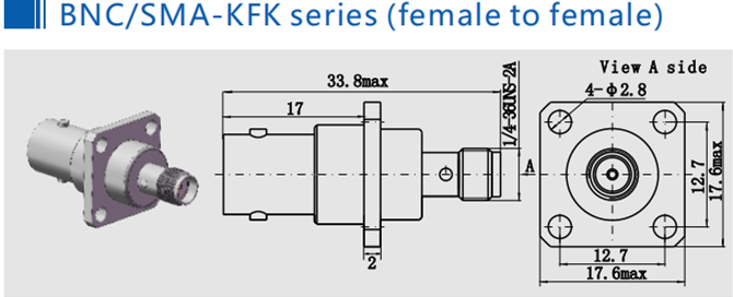 Женщина ISO BNC к переходнику RF отверстий женщины 4 SMA коаксиальному