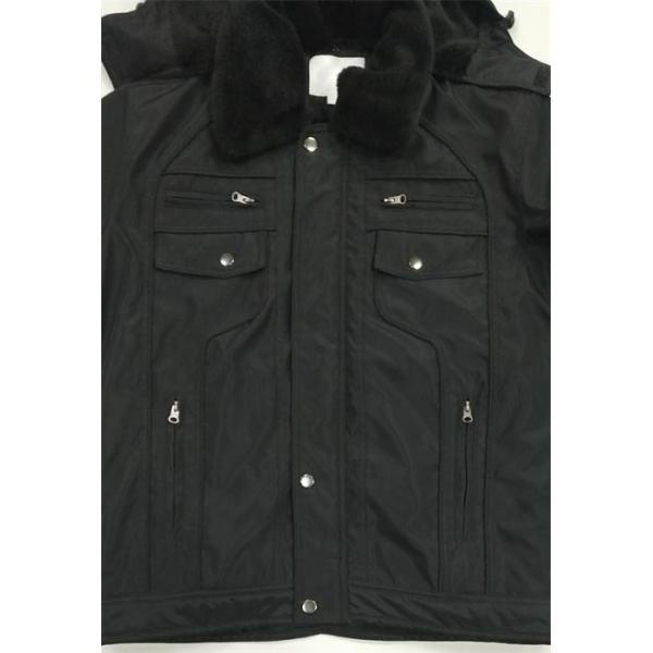 Navy Blue Quilt Mens Hooded Puffer Jacket With Fur Collar