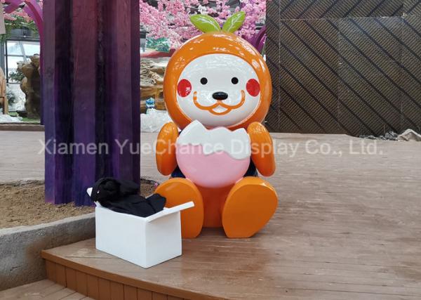 Outdoor Part Shopping Centre Decorations Fiberglass Statue Orange Cartoon Character