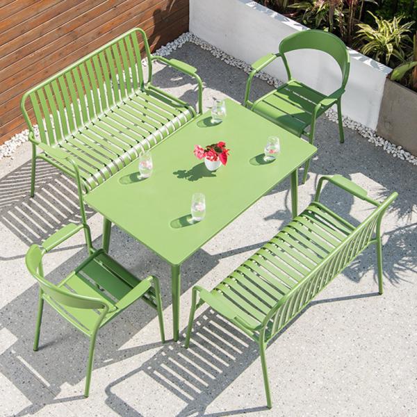 Modern Design Style NO Folded Dining Room Table Set Green Metal Outdoor Coffee and Chairs Bar for Courtyard