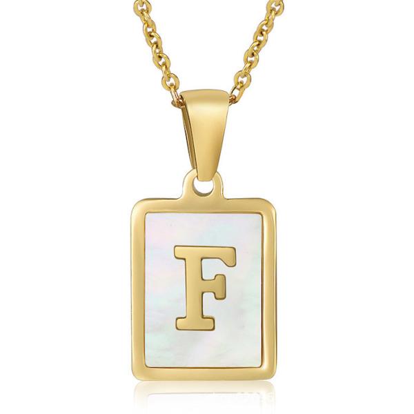 Simple 15*12MM Stainless Steel 3D Shell Letter Necklace Women'S Titanium Steel 26 Letter Pendants