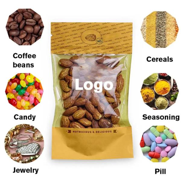 Устойчивый к влаге запах чипсы печенье закуска пищевая сумка Kraft Paper Stand Up Zip Lock Pouch For Coffee Packaging Bag