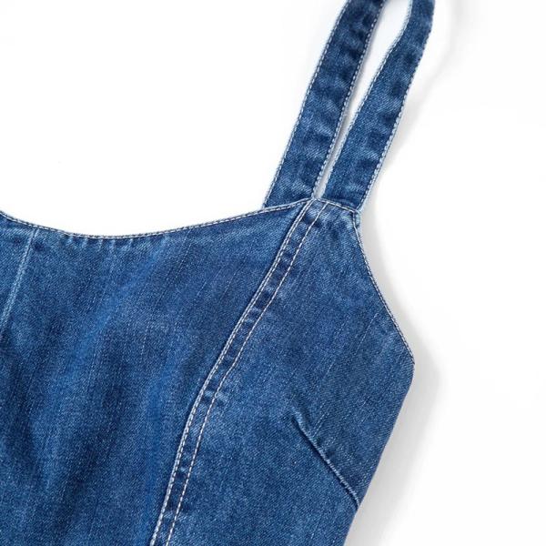 Верхняя часть подтяжк джинсовой ткани жилета джинсовой ткани Euramerican OEM модной перекрестной подрезанная связью беспрокладочная