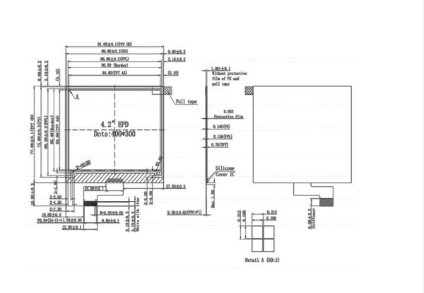 4.2 Inch E Paper Display Black/White/Red 400X300 I2C Interface Free View Angle
