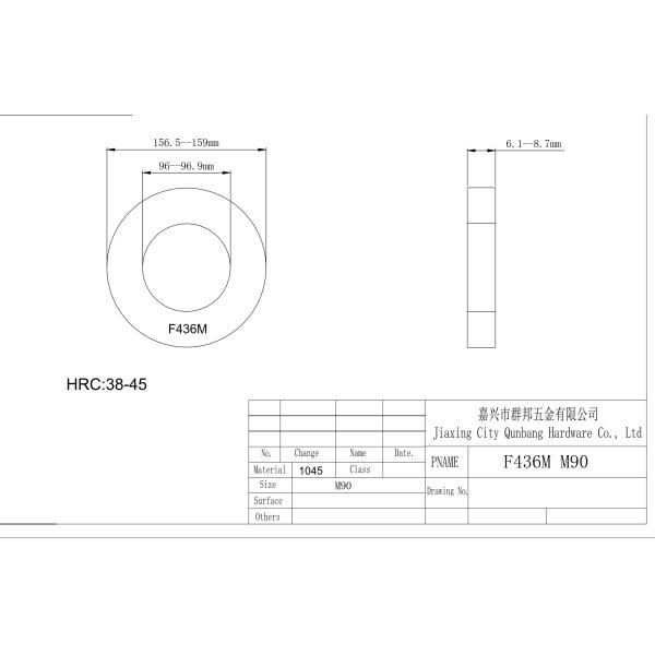 ASTM F436M-11 затвердело ЧЕРНОТУ HDG ЦИНКА стальных шайб метрическую M90 M64