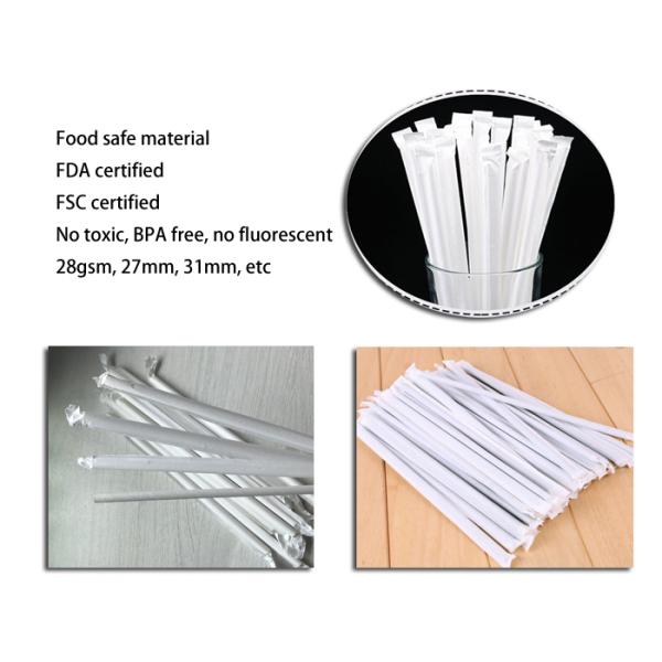 straw wrapping paper rolo branco biodegradável de 24gsm 28gsm FDA Straw Wrapping Paper 27mm