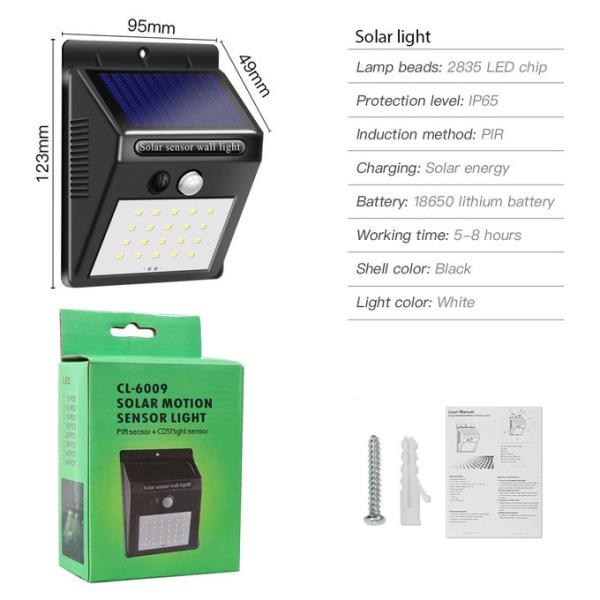 Света стены беспроводного водоустойчивого света ночи безопасностью 20Led датчика движения на открытом воздухе солнечные