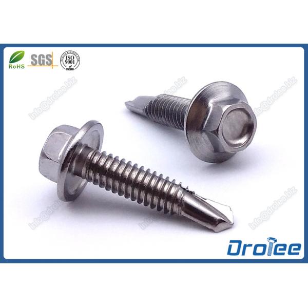 410 Stainless Steel Self Tek Screws, Passivated, Hex Flange Washer Head
