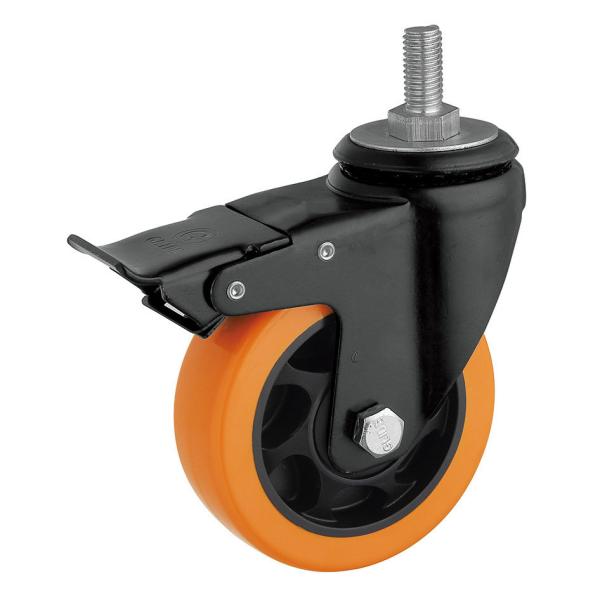 Rotating Wheel 2.5inch Orange PU PVC Swivel Castor Wheels for Small Furniture