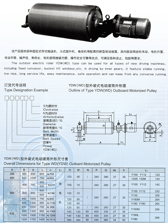 Fixed Conveyor Bucket Lift motorized drive pulley Windlass External Electric Drum